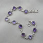 Amethyst 925 Sterling Silver Gemstone Bracelet Natural Purple Gemstone Oval Link Jewelry