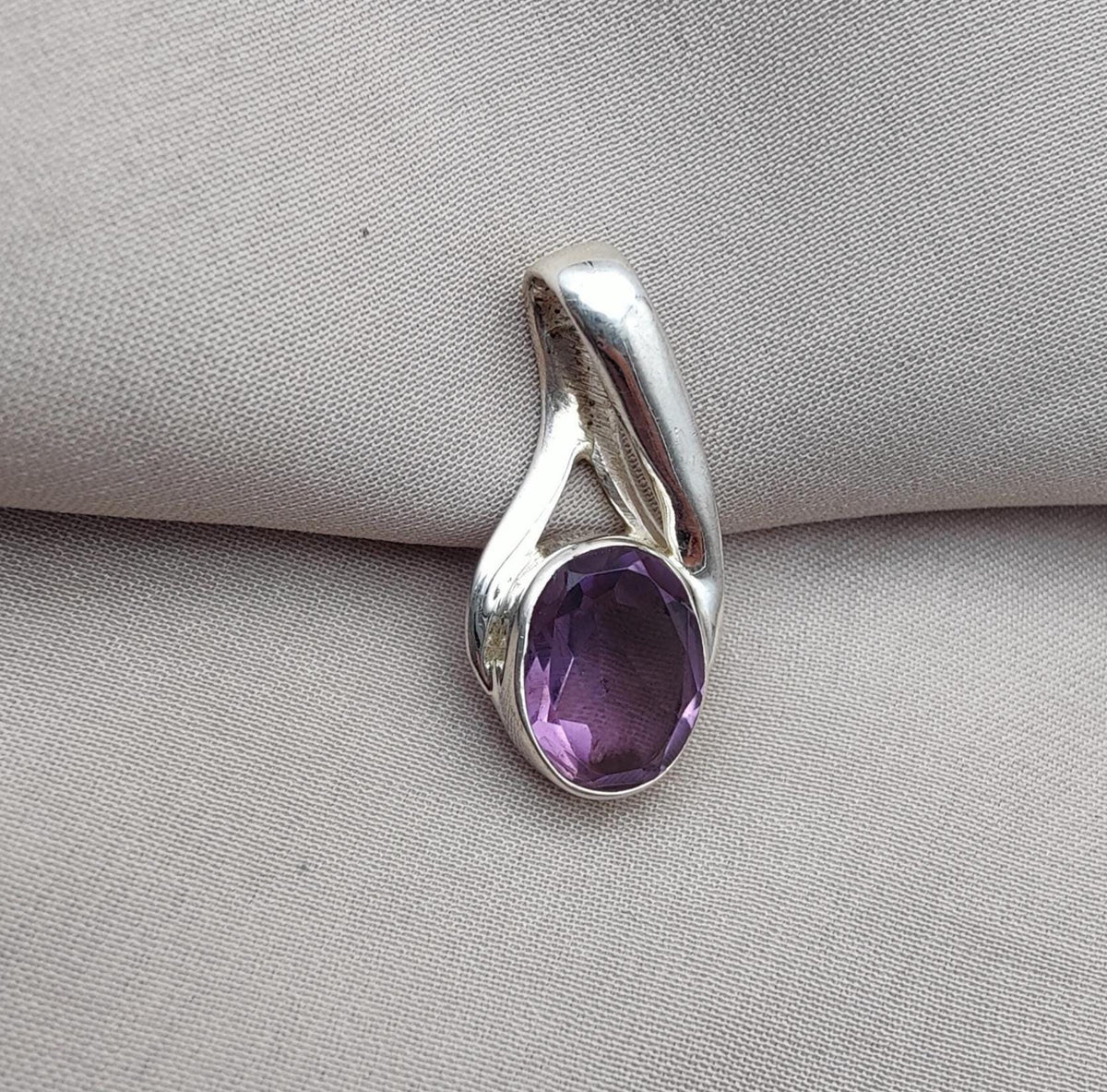 Amethyst Silver Pendant: Faceted 925 Sterling Gemstone, February Birthstone