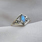 925 Sterling Silver Labradorite Ring Marquise Blue Flash Gemstone Geometric Modern Minimal Ring