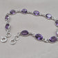 925 Sterling Silver Amethyst Bracelet Natural Purple Gemstone Oval Link Jewelry
