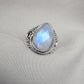 Rainbow Moonstone Ring 925 Sterling Silver Pear Shape Statement Ring June Birthstone Jewelry