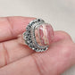 Handmade Rhodochrosite Sterling Silver Ring: Boho October Birthstone