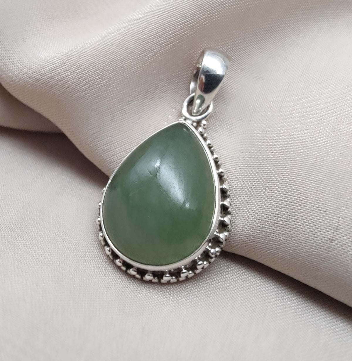 Green Aventurine Pendant 925 Sterling Silver | Handmade Teardrop Gemstone Necklace | Healing Crystal Jewelry Gift