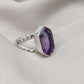 Amethyst Hexagon 925 Sterling Silver Ring: Twisted Band, Spiritual Jewelry