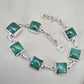 Malachite Bracelet 925 Sterling Silver Square Cabochon Link Bracelet Green Gemstone Handmade Jewelry Gift