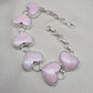 Pink Opal Heart Bracelet, 925 Sterling Silver, Handmade