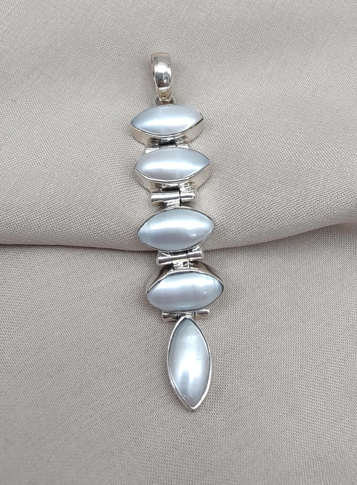 Handmade Pearl Pendant: 925 Sterling Silver Marquise Gemstone