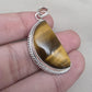 Half Moon Tiger Eye Pendant: 925 Sterling Silver Protection Gemstone Necklace Courage Jewelry