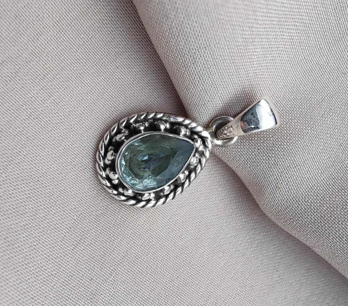 Sterling Silver Blue Topaz Pendant Necklace: December Birthstone Gift