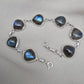Natural Labradorite Bracelet 925 Sterling Silver, Blue Flash Labradorite Gemstone Jewelry Birthstone Gifts