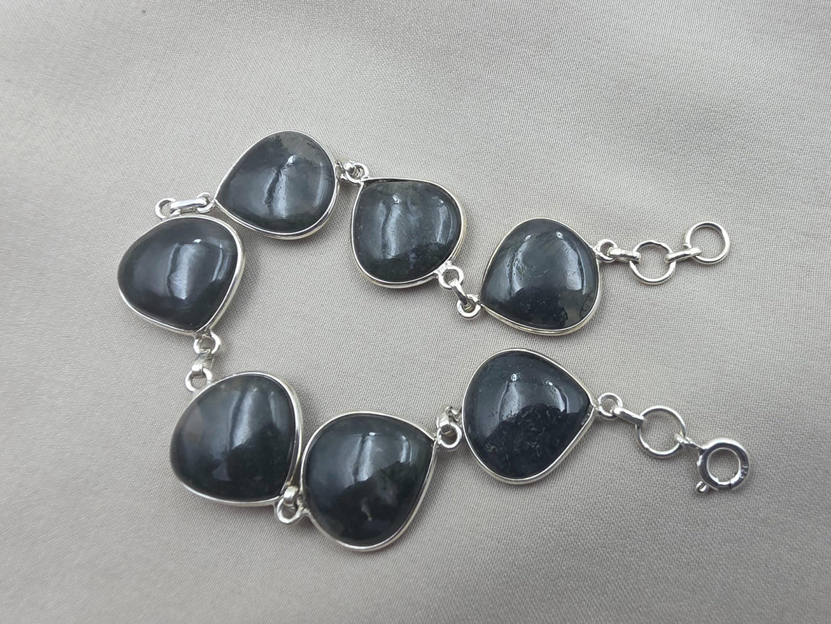 925 Sterling Silver Moss Agate Natural Gemstone Bracelet Handmade Jewelry Gift for Women