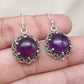 Amethyst 925 Sterling Silver Round Drop Dainty Earrings Boho Jewelry