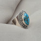 Blue Copper Turquoise Marquise Ring 925 Sterling Silver Statement Ring December Birthstone Gift