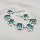 925 Sterling Silver Green Onyx Bracelet Bold Statement Gemstone Link Bracelet Gift for Her