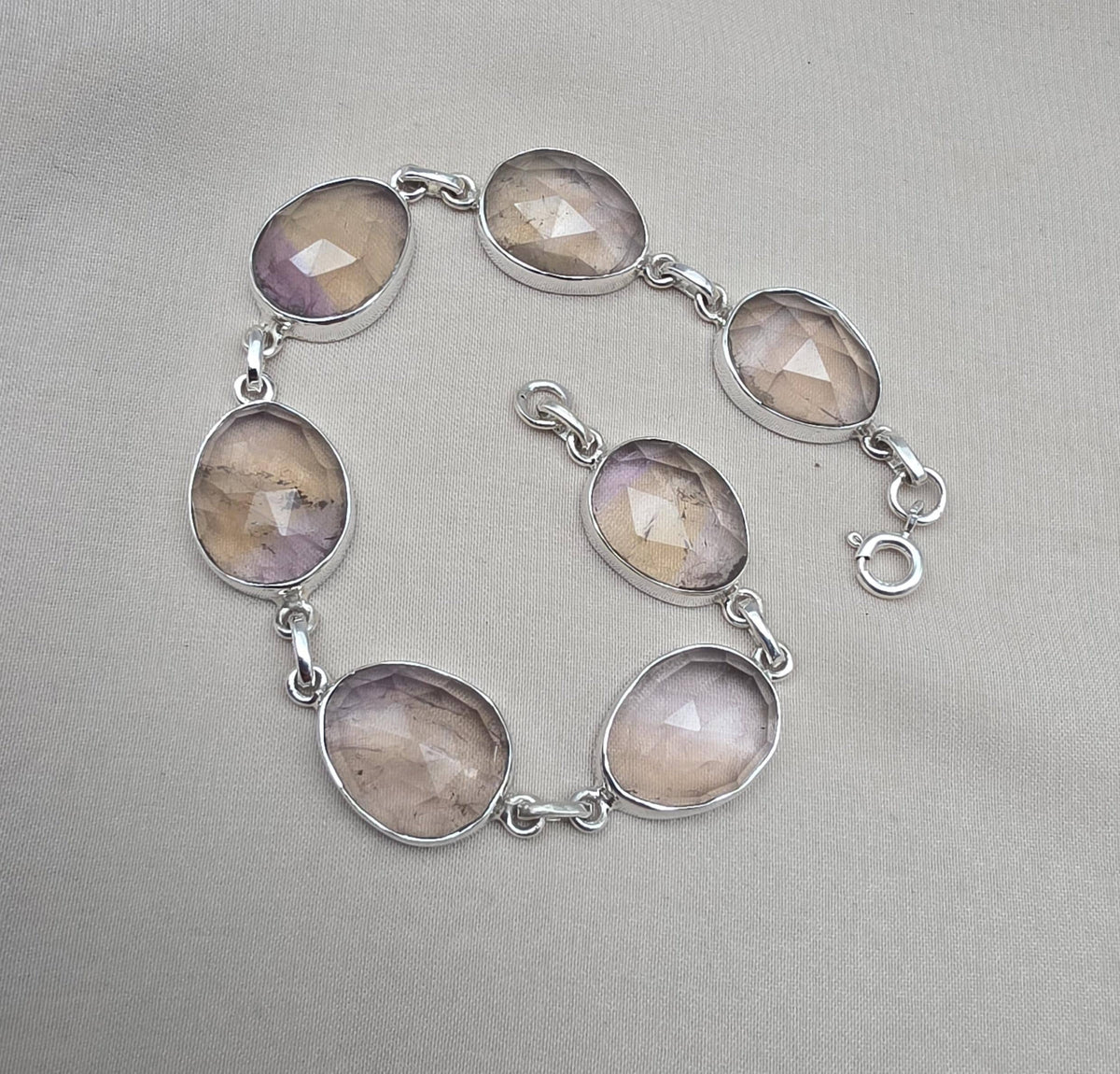 925 Sterling Silver Ametrine Bracelet Natural Faceted Gemstone Jewelry Adjustable Bracelet