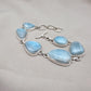 925 Sterling Silver Larimar Bracelet Blue Ocean Gemstone Statement Bracelet Gift for Her