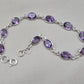 925 Sterling Silver Amethyst Bracelet Natural Purple Gemstone Oval Link Jewelry