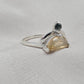 Citrine Ring 925 Sterling Silver Dual Stone Moss Agate Statement Ring