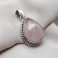 Rose Quartz Pendant: Teardrop Gemstone, 925 Sterling Silver Bezel Gift for Love