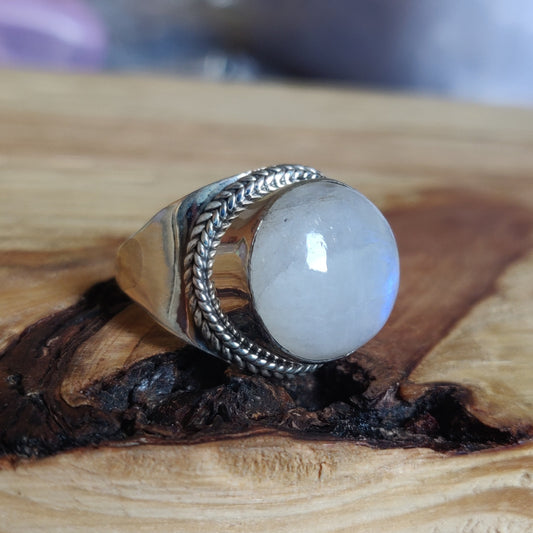 925 SOLID STERLING SILVER NATURAL RAINBOW MOONSTONE GEMSTONES HANDMADE RING, ALL SIZES AVAILABLE