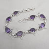 925 Sterling Silver Amethyst Bracelet Pear Shape Purple Gemstone Link Bracelet Gift for Her