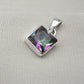 Mystic Topaz Pendant: 925 Sterling Silver Jewelry Handmade Square Gemstone Necklace Gift for Her