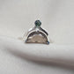 Smoky Quartz Ring 925 Silver Dual Stone Moss Agate Statement Ring Half Moon Jewelry