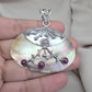 Mother of Pearl Silver Pendant Natural Ruby Cabochon Handmade 925 Sterling Silver Gemstone Jewelry