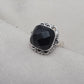 925 Sterling Silver Black Onyx Ring Cushion Cut Natural Gemstone Handmade Vintage Style Gift