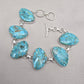 Turquoise Bracelet 925 Silver Blue Statement Gemstone Jewelry Gift for Her