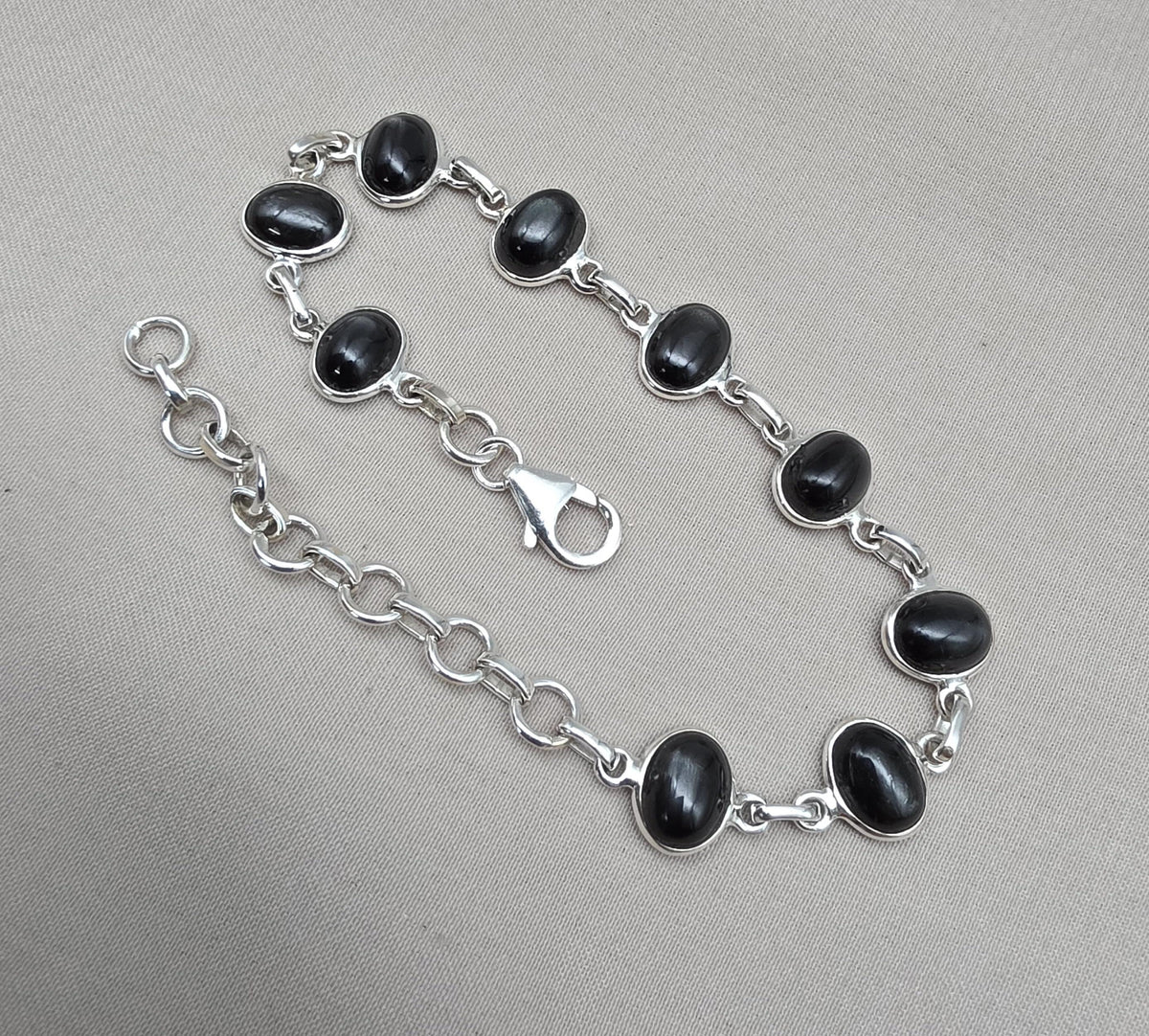 Natural Black Star 925 Sterling Silver Bracelet : Gemstone Jewelry