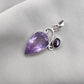 Amethyst Garnet Pendant: Teardrop Sterling Silver Gemstone Jewelry