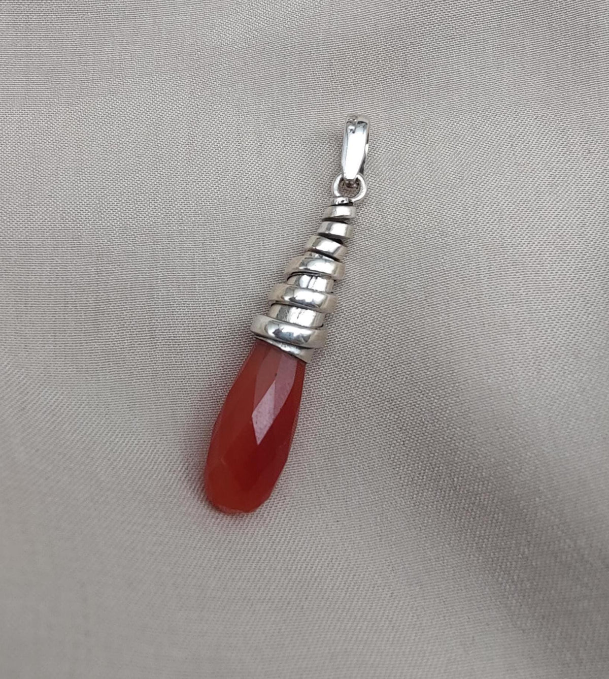 Red Onyx Sterling Silver Pendant: Handmade Healing Crystal Necklace