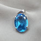 925 Sterling Silver Oval Blue Quartz Pendant, Natural Gemstone Charm, Boho Statement Jewelry