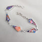 Spiny Oyster Turquoise 925 Sterling Silver Multi Stone Link Bracelet Handmade Boho Statement Jewelry