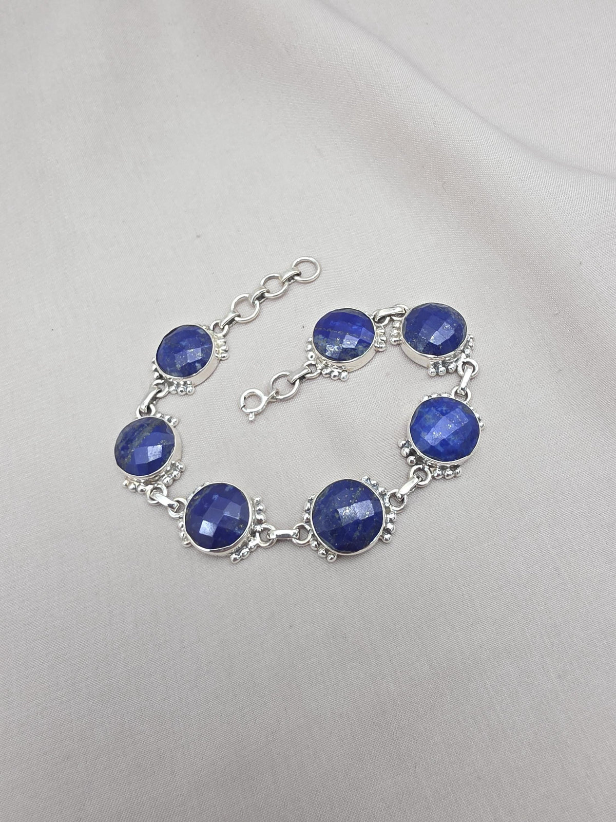 925 Sterling Silver Lapis Lazuli Bracelet Blue Gemstone Jewelry Statement Bracelet Gift for Her