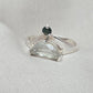 Green Amethyst Ring 925 Silver Dual Stone Moss Agate Statement Ring