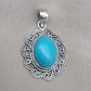 American Turquoise Pendant: Handmade 925 Silver Boho Necklace