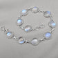 925 Sterling Silver Blue Flash Rainbow Moonstone Bracelet Natural Oval Link Jewelry