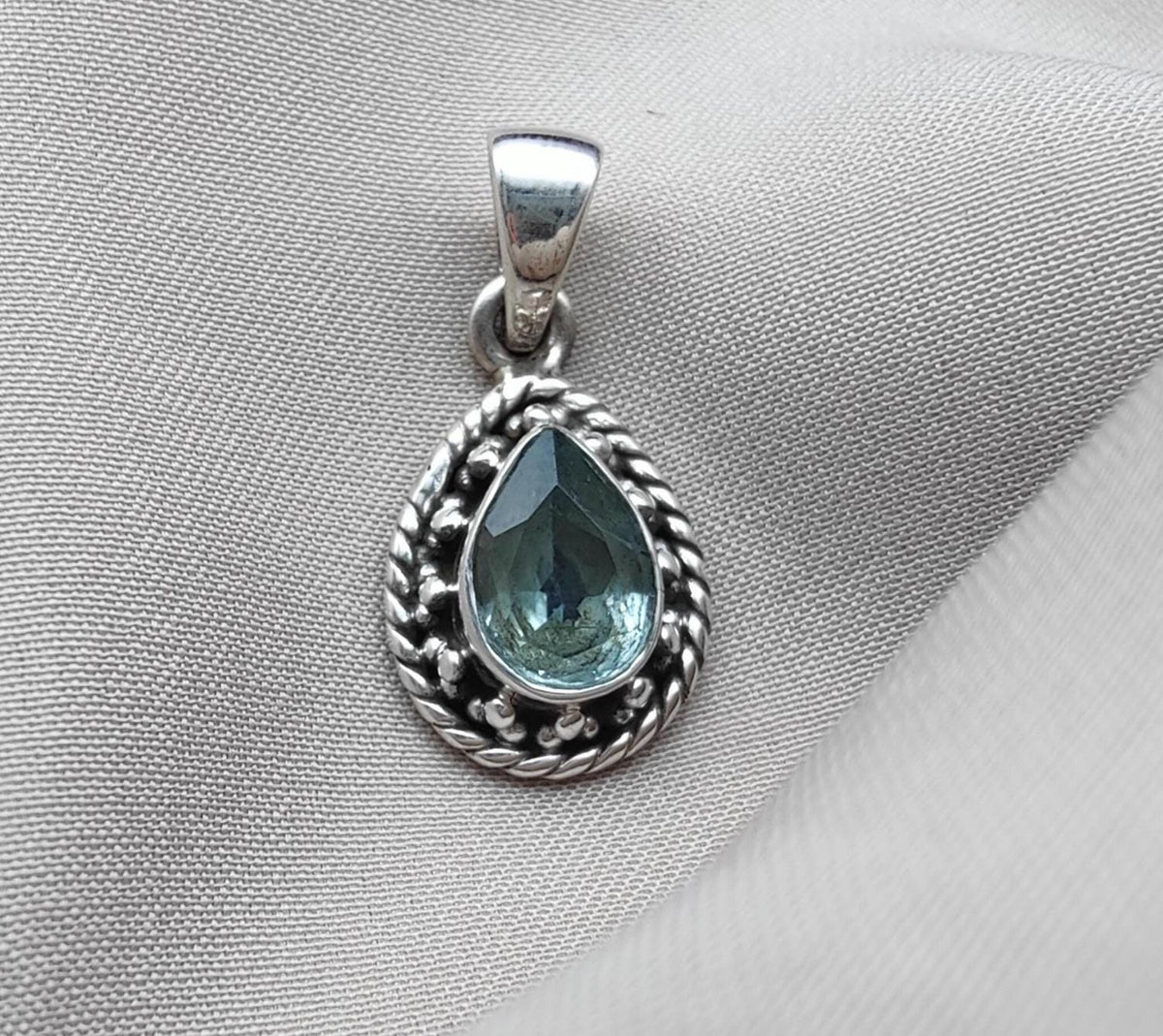 Sterling Silver Blue Topaz Pendant Necklace: December Birthstone Gift