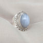 Blue Lace Agate Ring: Sterling Silver Boho Statement Ring