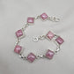 925 Sterling Silver Rhodochrosite Bracelet Pink Gemstone Square Link Bracelet Gift for Her