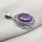Purple Copper Turquoise Pendant: Sterling Silver Boho Statement Necklace