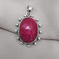 Handmade Ruby Pendant Necklace: Oval Faceted 925 Sterling Silver, July Birthstone