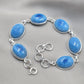 925 Sterling Silver Larimar Bracelet Natural Blue Gemstone Oval Link Jewelry