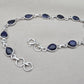 925 Sterling Silver Sapphire Bracelet Natural Blue Gemstone Pear Link Jewelry
