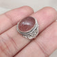 Strawberry Quartz 925 Sterling Silver Ring: Handmade Boho Gemstone Jewelry