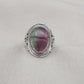 Rainbow Fluorite Ring: 925 Sterling Silver Boho Statement Jewelry