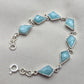 925 Sterling Silver Amazonite Bracelet Geometric Link Bracelet Blue Gemstone Jewelry