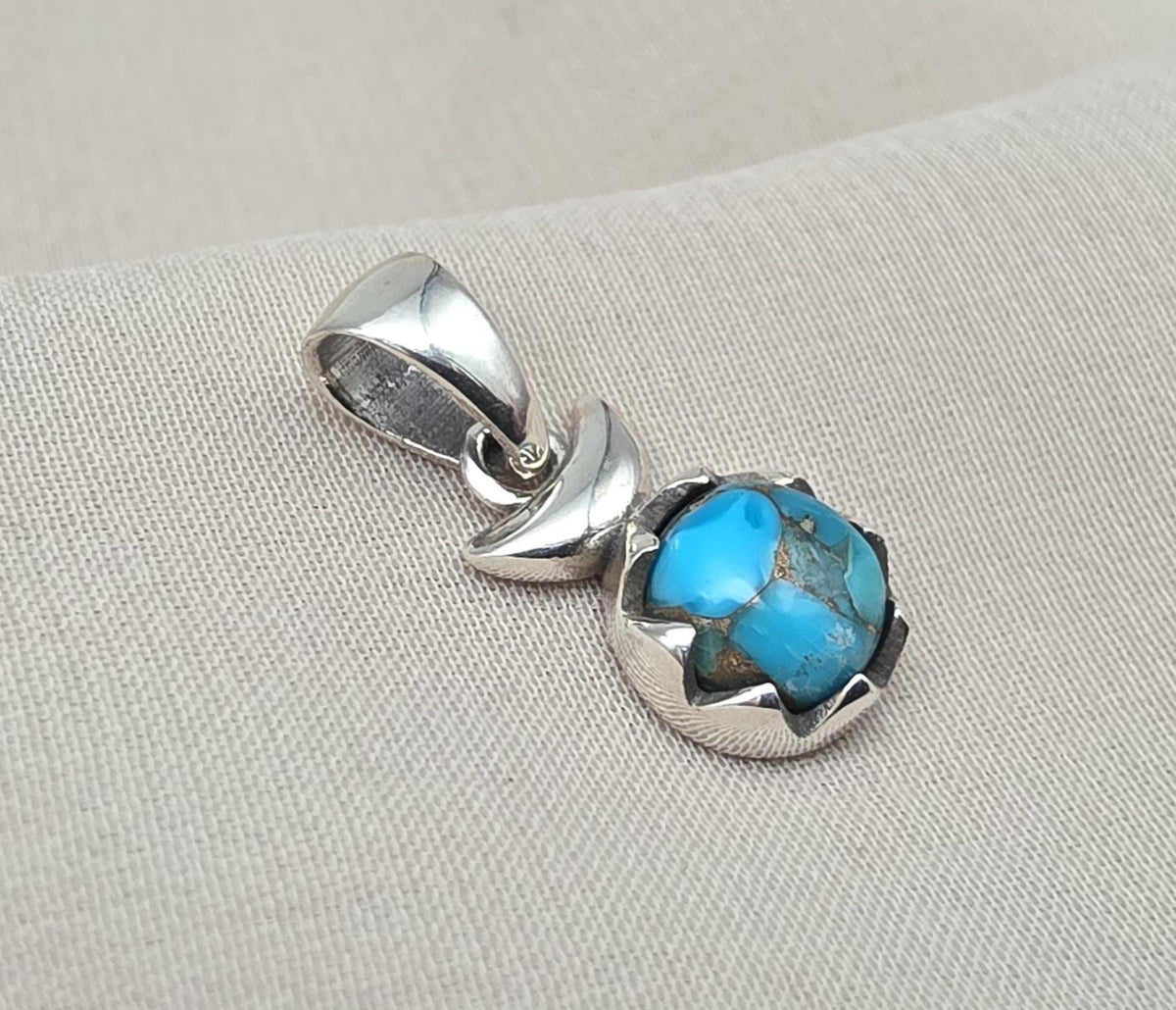 Handmade 925 Sterling Silver Turquoise Pendant: Boho Gemstone Necklace